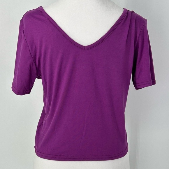 Set of Brit & Bri Women Size L One Black & One Pink Neck Crop Top Short Sleeves - Picture 10 of 14